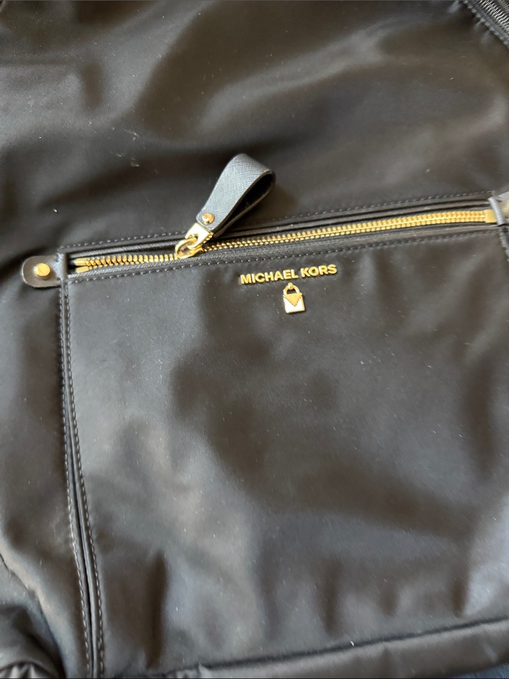 Michael Kors Black Nylon Backpack with Gold-Tone Accents - Picture 2 of 11
